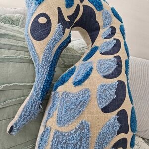 Anthropologie Blue and Navy Seahorse Pillow